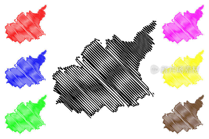 阿尔卑斯-上普罗旺斯省(法国，法兰西共和国，普罗旺斯-阿尔卑斯- cote dAzur地区)地图矢量图，草稿图